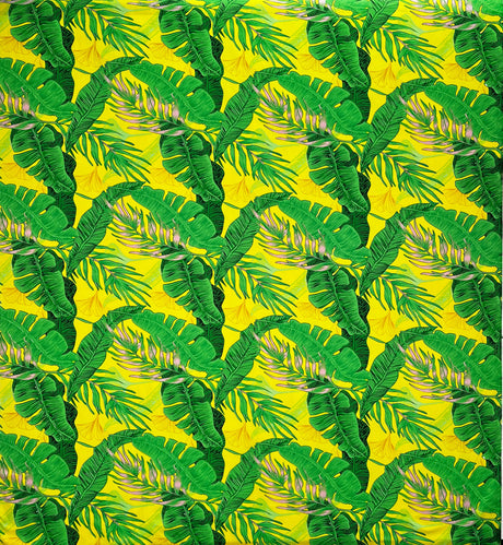 Tropical Leaves All Over Design Cotton Fabric - Tropical Leaves Print, 36" X 45" (1 Yard)