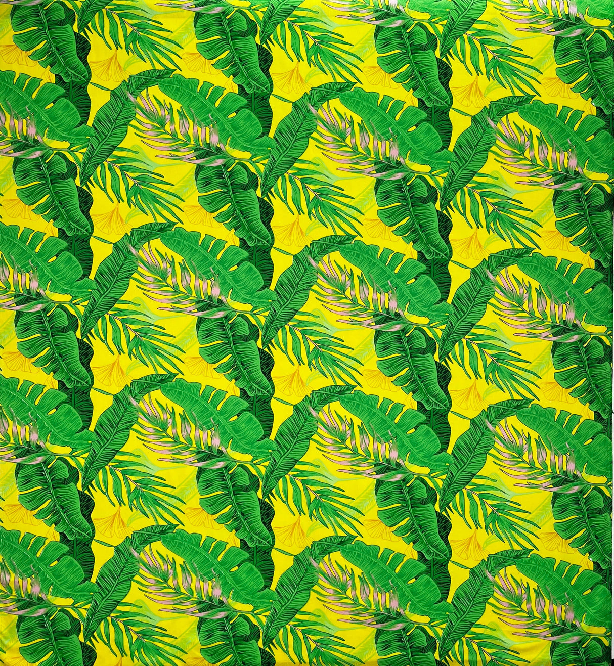 Tropical Leaves All Over Design Cotton Fabric - Tropical Leaves Pattern, 36" X 45" (1 Yard)