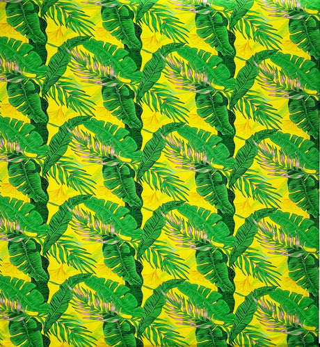 Tropical Leaves All Over Design Cotton Fabric - Tropical Leaves Pattern, 36" X 45" (1 Yard)