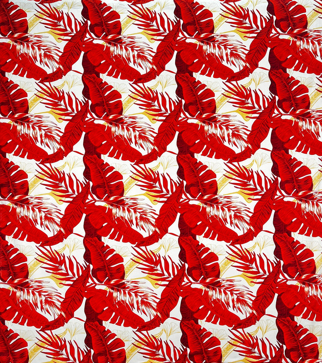 Tropical Leaves All Over Design Cotton Fabric - Tropical Leaves Pattern, 36" X 45" (1 Yard)
