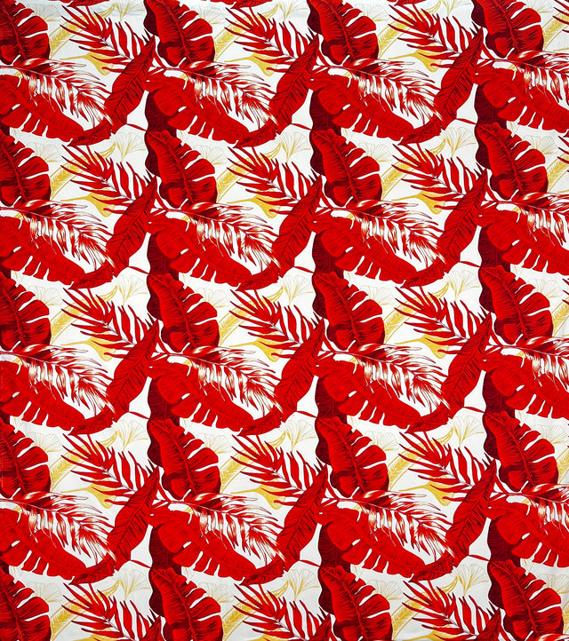 Tropical Leaves All Over Design Cotton Fabric - Tropical Leaves Print, 36" X 45" (1 Yard)
