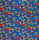 Hibiscus Palm Leaves Cluster All Over Design Cotton Fabric - Purple, Fuchsia, Yellow, Orange, Blue, 36" X 45" (1 Yard)