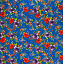 Cotton Fabric Hibiscus Palm Leaves Cluster Print