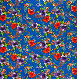 Cotton Fabric Hibiscus Palm Leaves Cluster Print