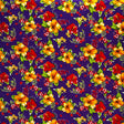 Hibiscus Palm Leaves Cluster All Over Design Cotton Fabric - Purple, Fuchsia, Yellow, Orange, Blue, 36" X 45" (1 Yard)