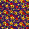 Hibiscus Palm Leaves Cluster All Over Design Cotton Fabric - Purple, Fuchsia, Yellow, Orange, Blue, 36" X 45" (1 Yard)