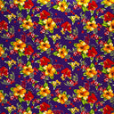 Cotton Fabric Hibiscus Palm Leaves Cluster Print