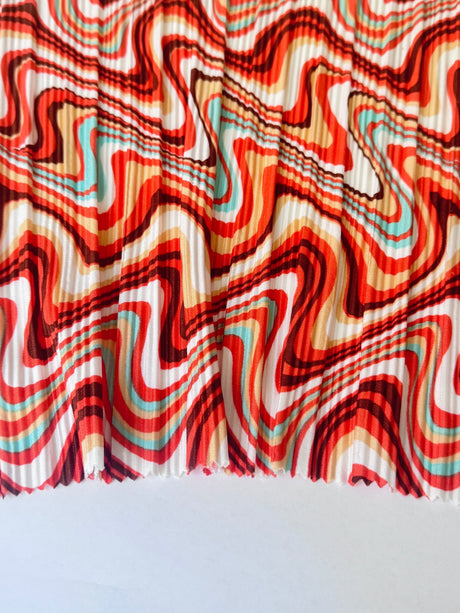 Printed Pleated Knit Multicolor Wave