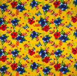 Hibiscus Palm Leaves Cluster All Over Design Cotton Fabric - Purple, Fuchsia, Yellow, Orange, Blue, 36" X 45" (1 Yard)