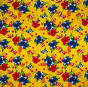 Cotton Fabric Hibiscus Palm Leaves Cluster Print