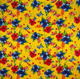 Cotton Fabric Hibiscus Palm Leaves Cluster Print
