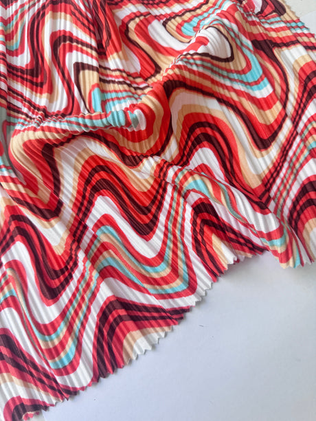 Printed Pleated Knit Multicolor Wave