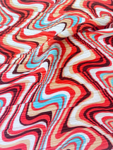 Printed Pleated Knit Multicolor Wave