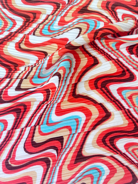 Printed Pleated Knit Multicolor Wave