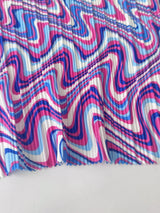 Printed Pleated Knit Blue Pink Wave