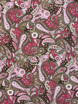 Brown And Pink Paisley Polyester Spandex Fabric - Brown And Pink Paisley, 58"/60" Width (1 Yard)