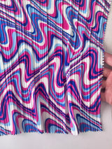 Printed Pleated Knit Blue Pink Wave
