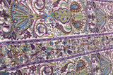 Striped Bohemian Paisley Polyester Spandex Fabric - Teal/Purple Paisley Print, 58"/60" Width (1 Yard)