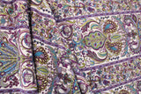 Striped Bohemian Paisley Polyester Spandex Fabric - Teal/Purple Paisley Print, 58"/60" Width (1 Yard)