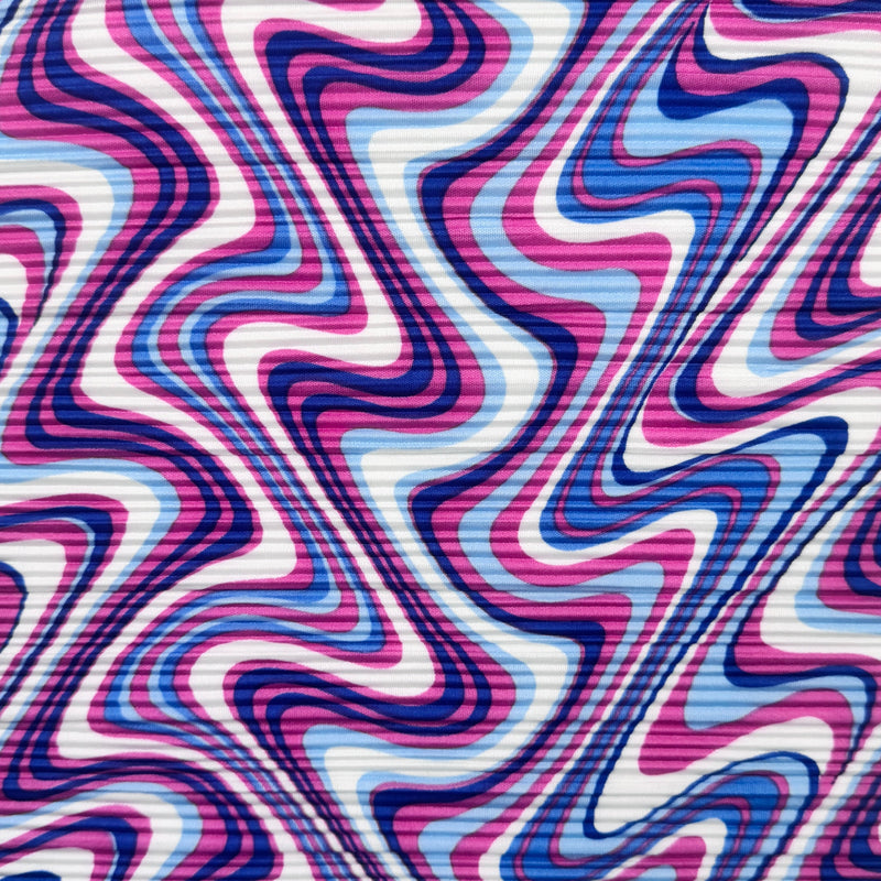 Printed Pleated Knit Blue Pink Wave
