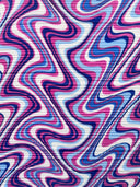 Printed Pleated Knit Blue Pink Wave