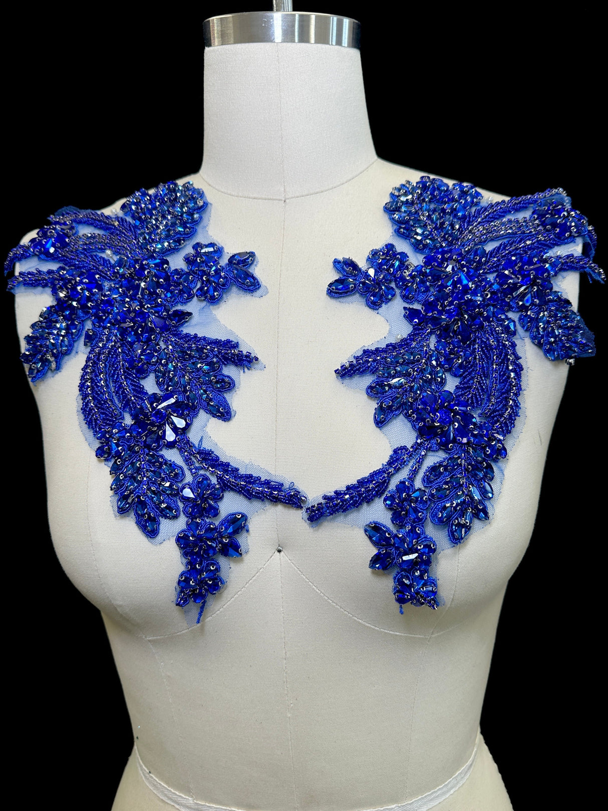 Blue Rhinestone Applique Pair