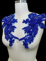 Blue Rhinestone Applique Pair