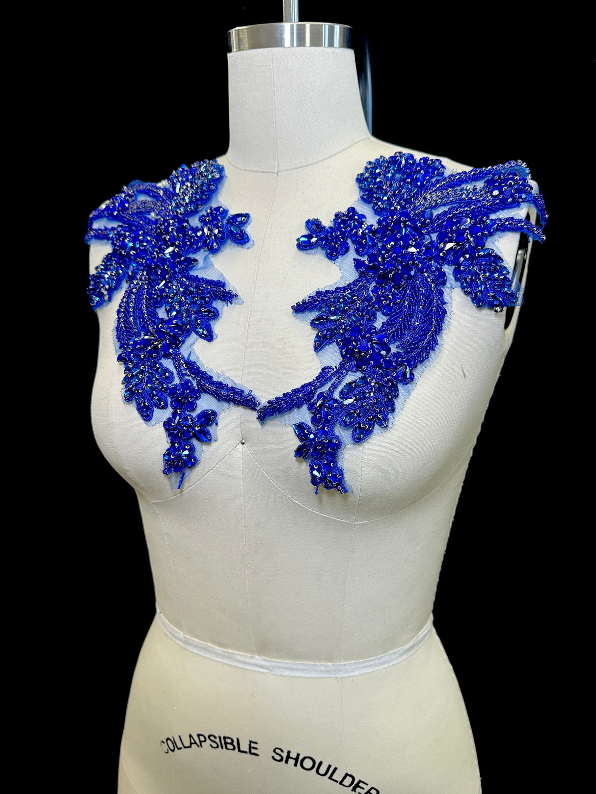 Blue Rhinestone Applique Pair