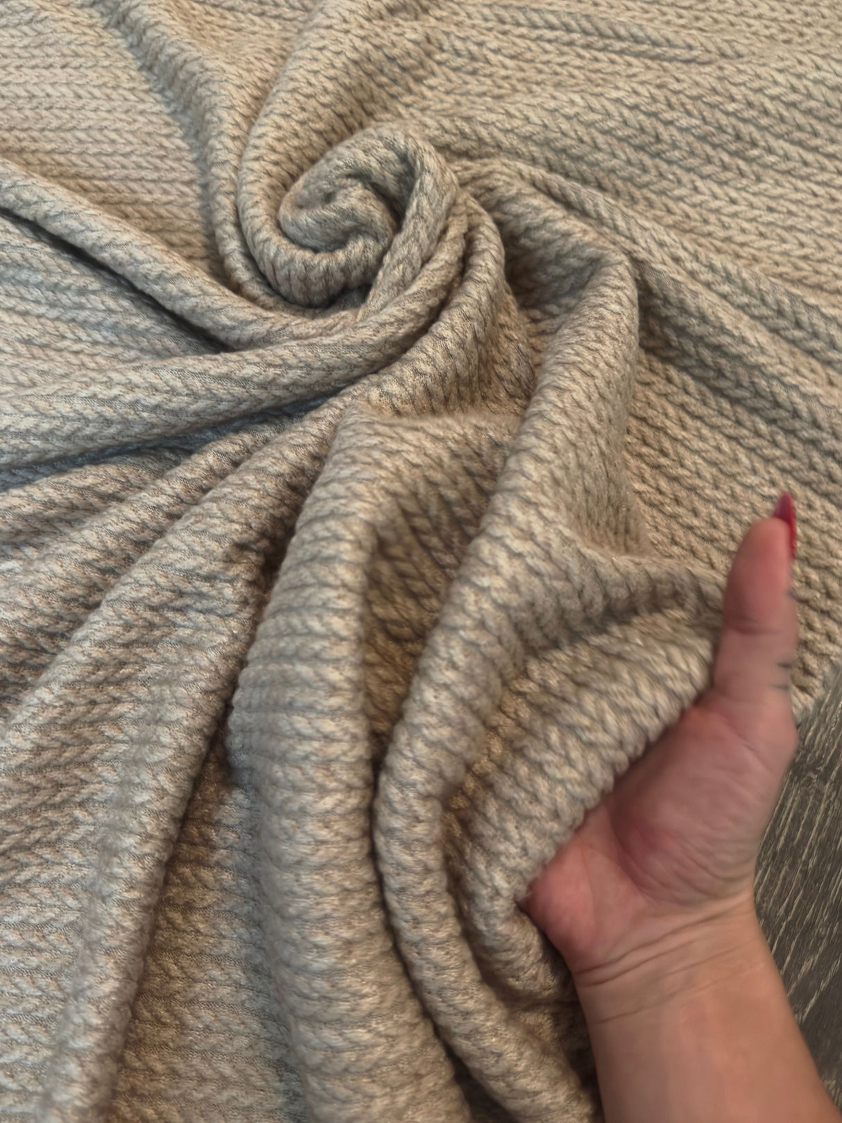 Oatmeal Cable Textured Sweater Knit