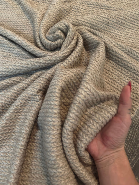 Oatmeal Cable Textured Sweater Knit