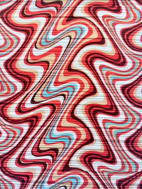 Printed Pleated Knit Multicolor Wave
