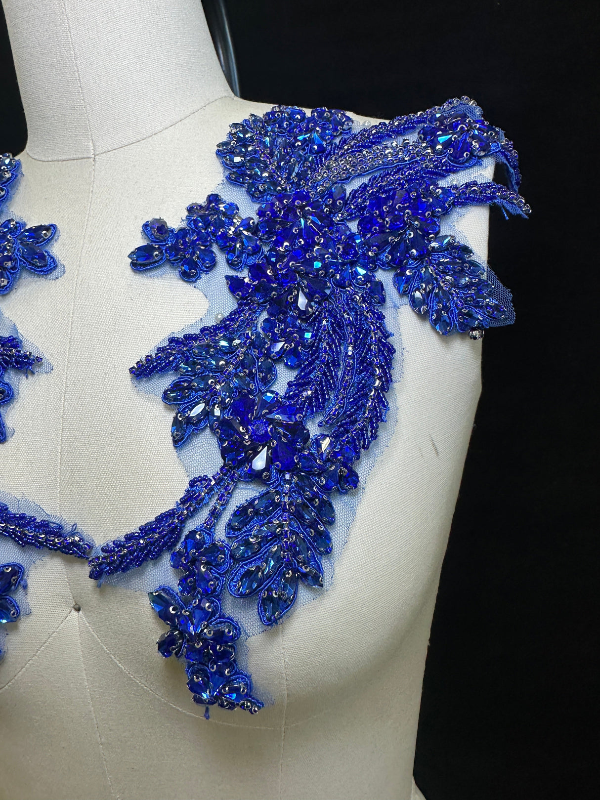 Blue Rhinestone Applique Pair