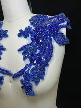 Blue Rhinestone Applique Pair