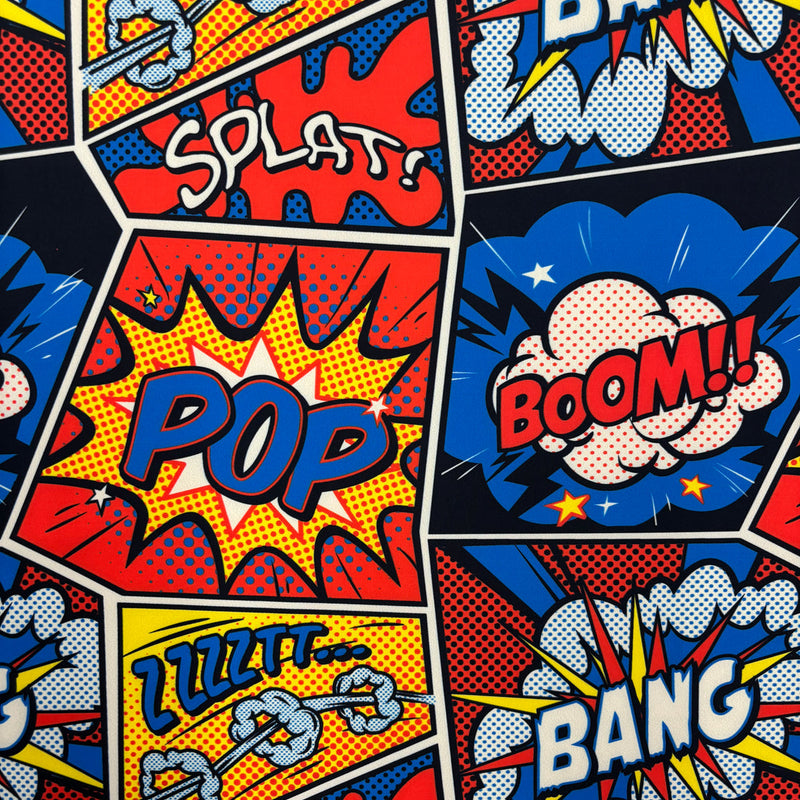 1 Yard Comic Book Print Spandex Fabric, Four Way Stretch for Costumes and Activewear 58"/60" Width