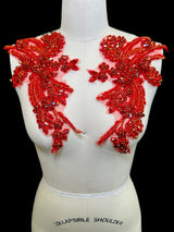Rhinestone Applique Red Pair