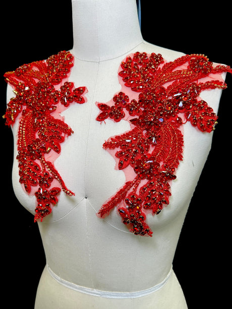 Rhinestone Applique Red Pair