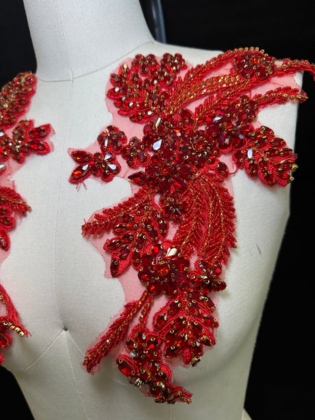 Rhinestone Applique Red Pair