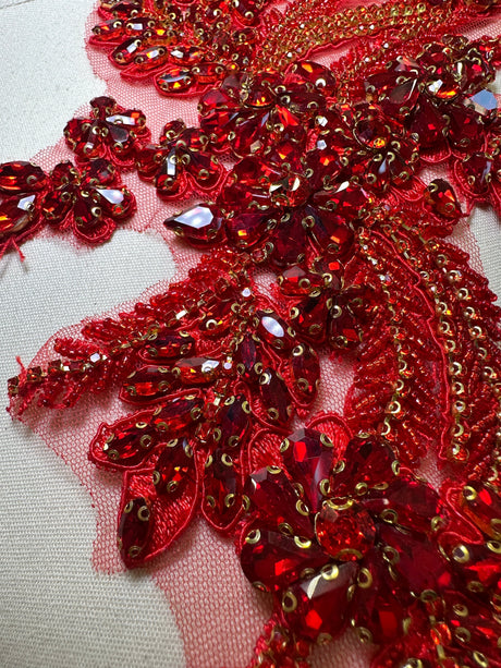 Rhinestone Applique Red Pair