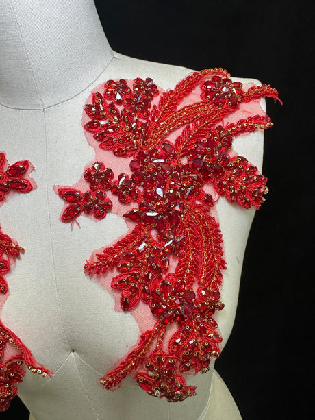 Rhinestone Applique Red Pair