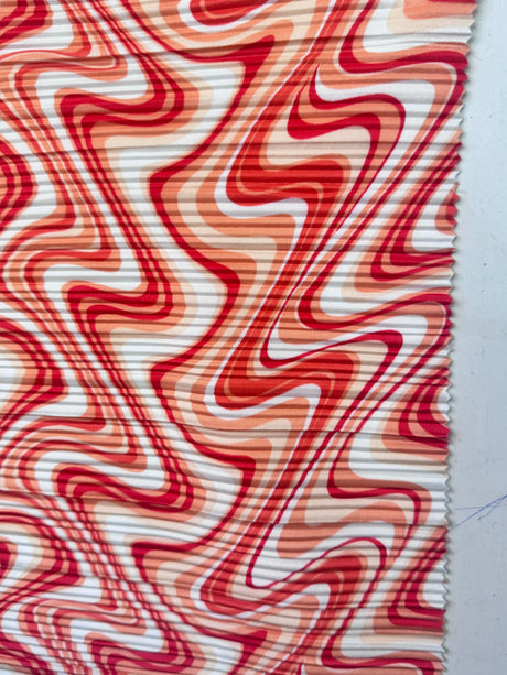 Printed Pleated Knit Orange Wave