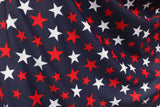 Patriotic Stars Polyester Spandex Fabric - Red, White, And Blue Star Print, 58"/60" Width (1 Yard)