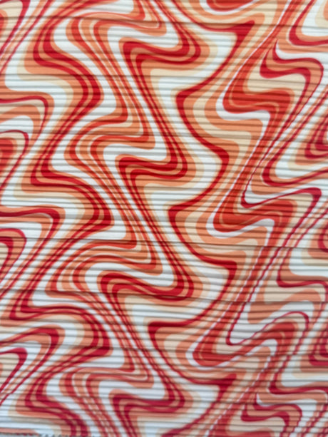 Printed Pleated Knit Orange Wave
