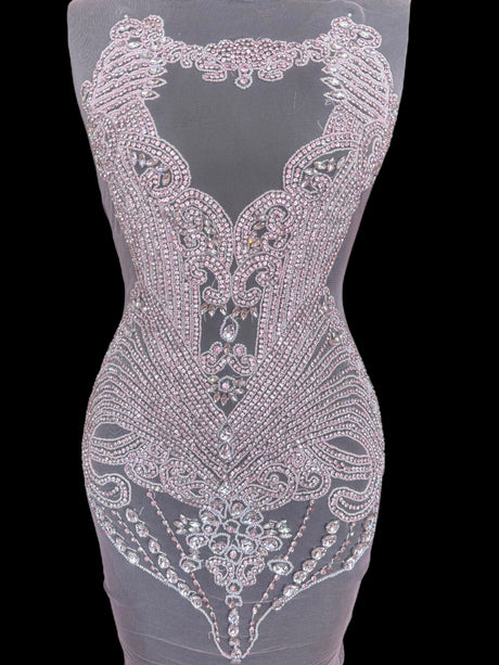 Baby Pink Rhinestone Bodice Applique