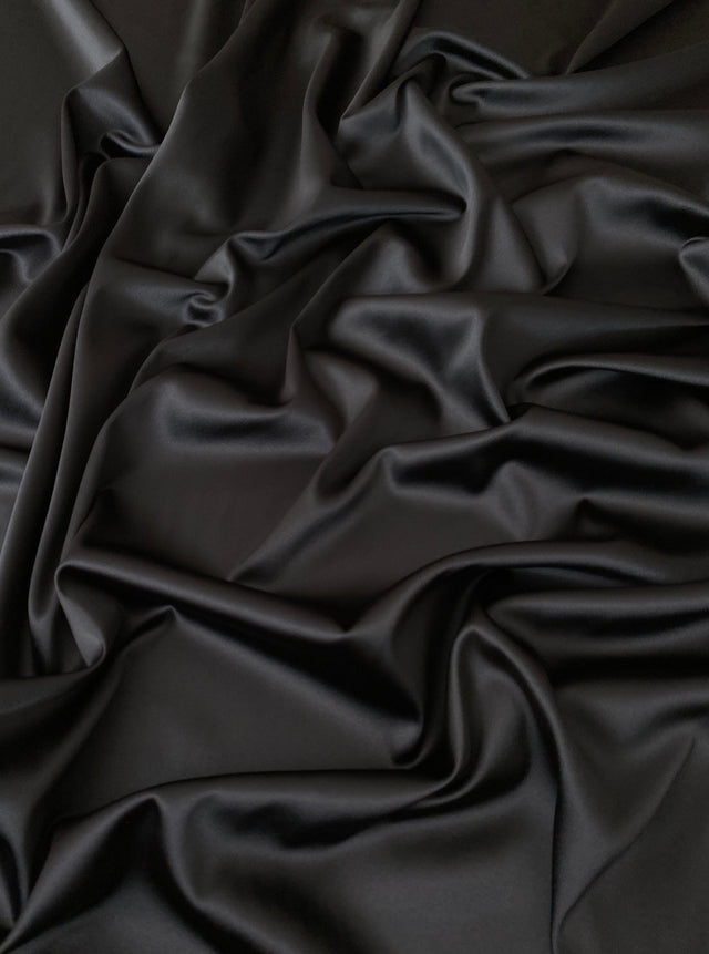 Black Stretch Crepe Back Satin