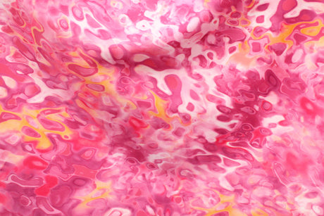 Pink Lava Flow Spandex Fabric - Retro Abstract Lava Print, 58"/60" Width (1 Yard)