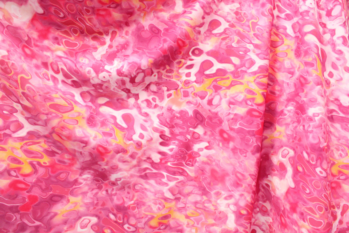 Pink Lava Flow Spandex Fabric - Retro Abstract Lava Print, 58"/60" Width (1 Yard)