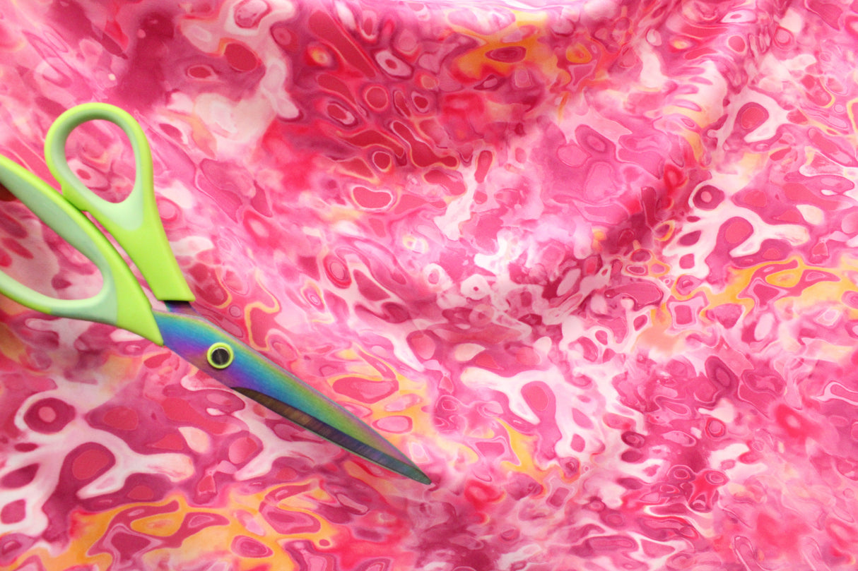 Pink Lava Flow Spandex Fabric - Retro Abstract Lava Print, 58"/60" Width (1 Yard)