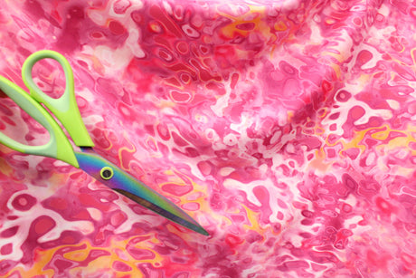 Pink Lava Flow Spandex Fabric - Retro Abstract Lava Print, 58"/60" Width (1 Yard)