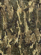 Green Camo Printed Sequin Mesh Fabric - Green Camo Print, 1 Yard