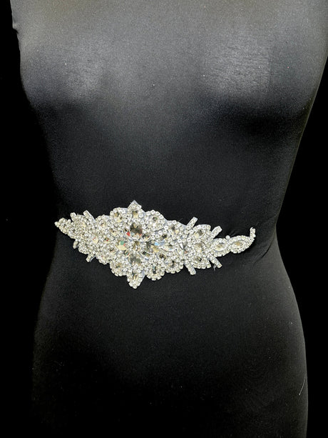 Silver Iron On Rhinestone Applique